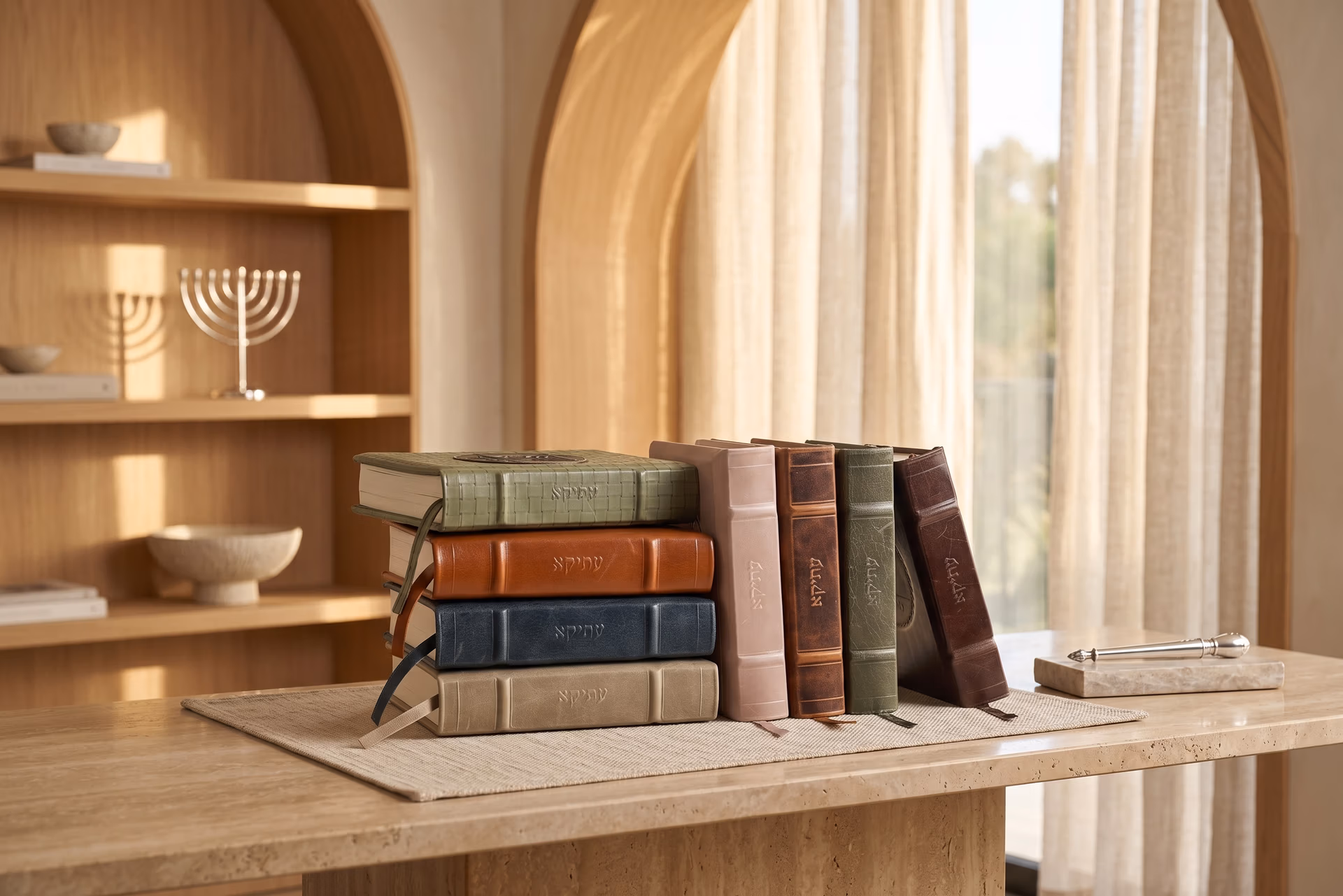 קולקציית סידורי עתיקא בגוונים שונים, באור טבעי
